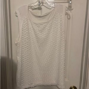 Loft white shell with lace detail